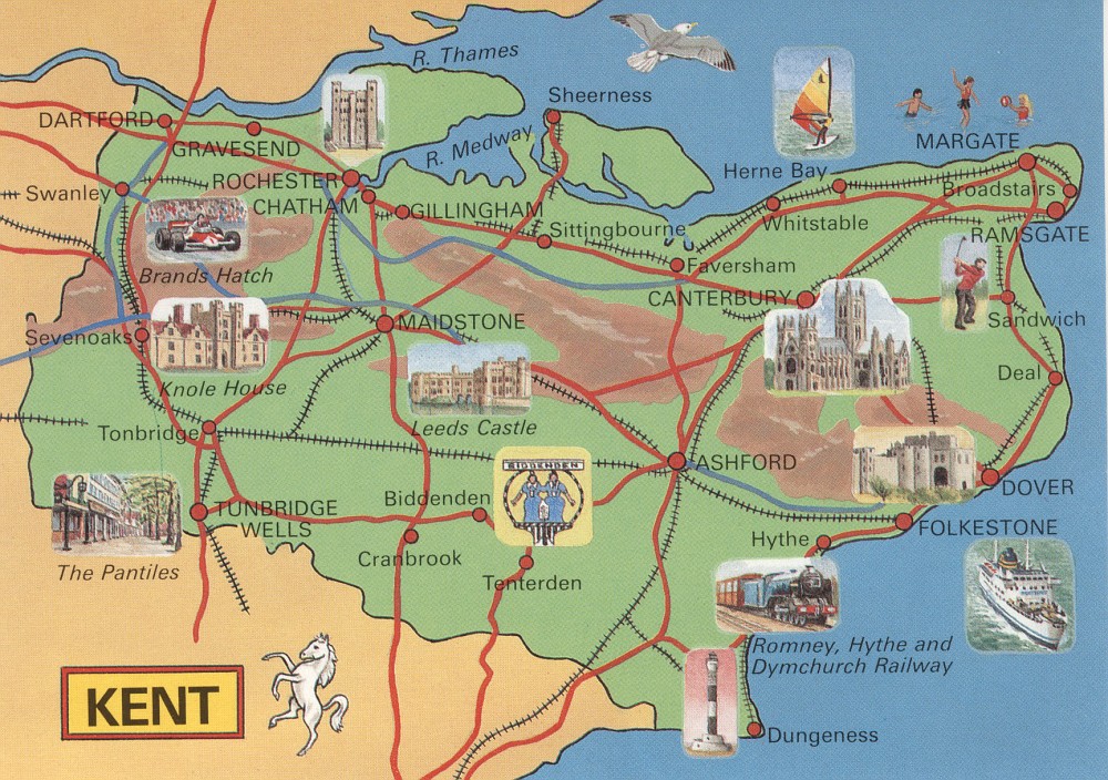 Illustrated Map of Kent, England